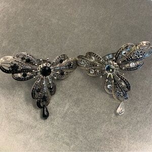 Dragonfly beaded rhinestone silver tone napkin rings